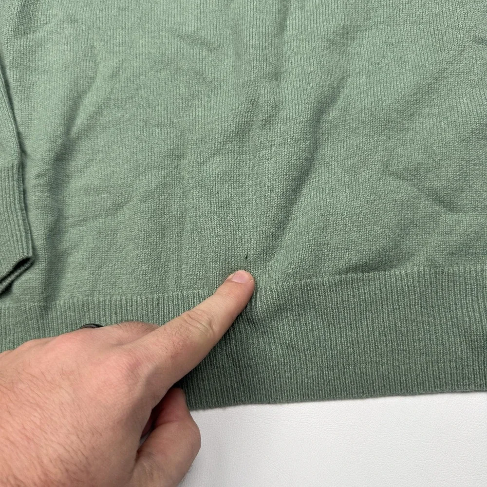 J Crew Sweater Mens Medium Green 100% Cashmere Crewneck Pullover Lightweight